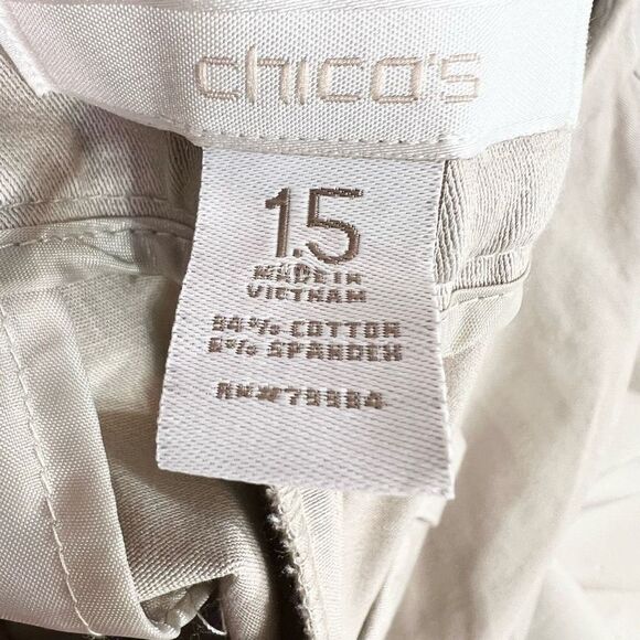 Chico's Pants The Ultimate Fit Crop Womens Medium Tan Flat Front NEW Belt Loops - Picture 10 of 12